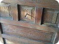 1930's Art-Deco front door: closeup: Stripping work in progress