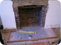 Fireplace renovation: before surround and mantlepiece installation and painitng. 