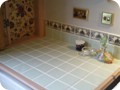 Client kitchen worktop: (construction and tiling)